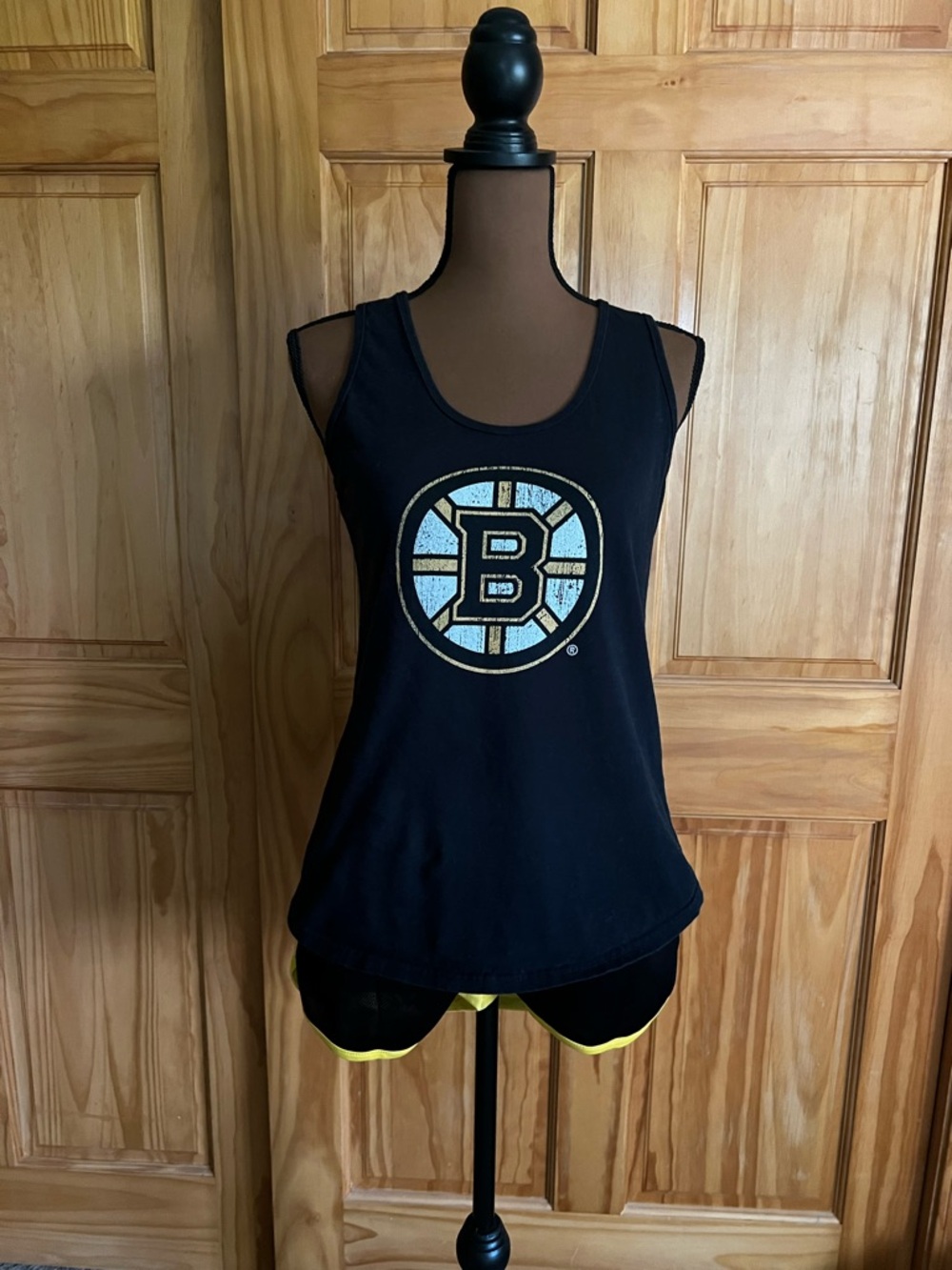 Port and Company Black Boston Bruins Tank Top with Gold and White Logo